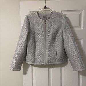 Chico's Light Gray Quilted Puffer Jacket